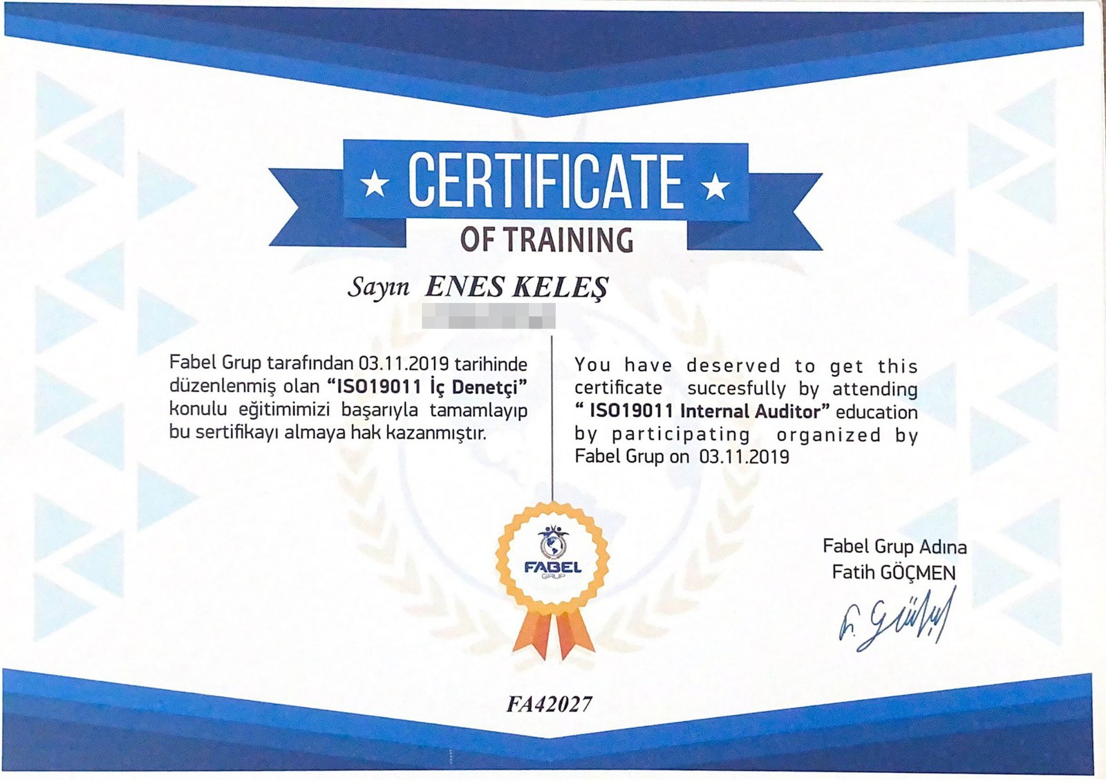 ISO19001İç Denetçi